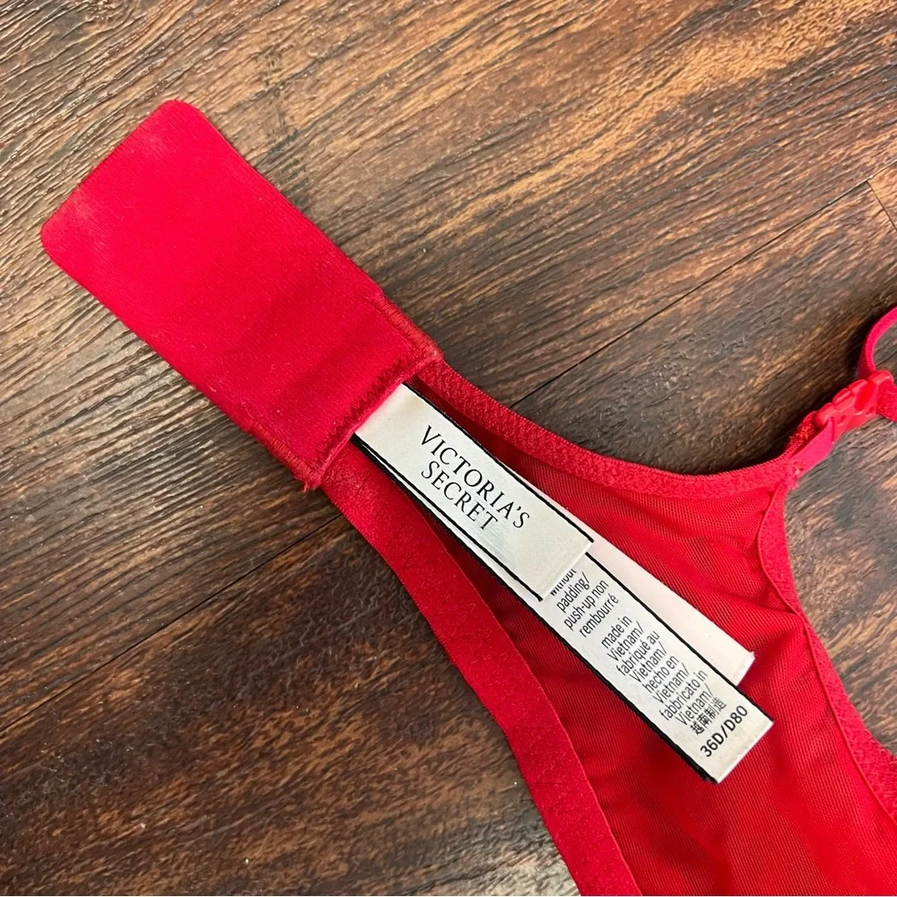 VS Red Lace Push Up Bra 36D - Picture 7 of 7